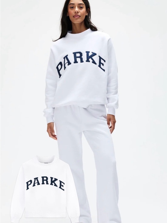 Parke Tops - PARKE Varsity Mockneck Sweatshirt with Navy Logo